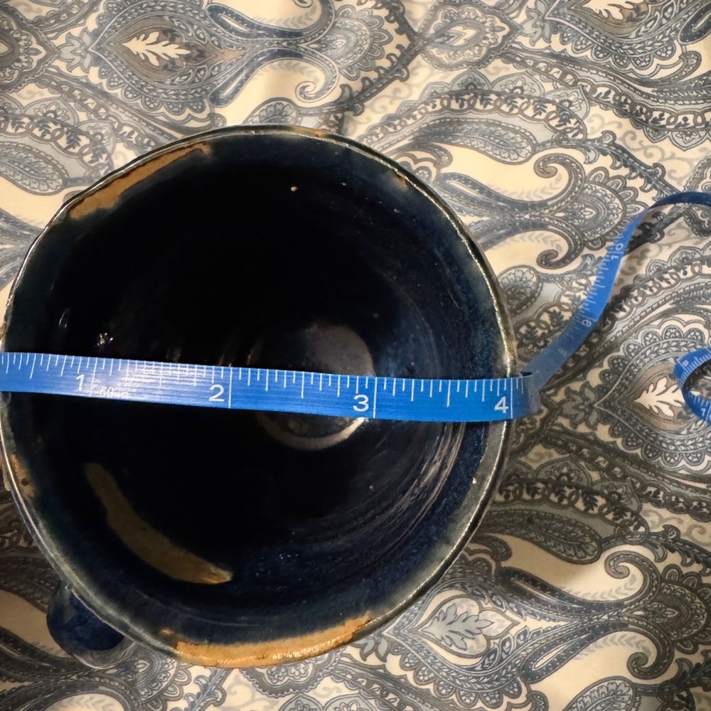 Handcrafted Blue and cream pottery Mug - Picture 5 of 6